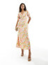 Never Fully Dressed metallic puff sleeve midaxi dress in rainbow print