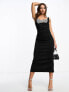 Фото #1 товара ASOS DESIGN embellished bust insert scuba midi dress in black