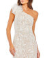 ფოტო #6 პროდუქტის Women's Beaded Strappy One Shoulder Petal Mermaid Gown