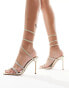 Simmi London Peony spiral heeled sandal in gold snake