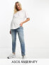 ASOS DESIGN Maternity slim fit comfort mom jeans in mid blue