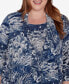 ფოტო #2 პროდუქტის Plus Size Classic Animal Melange Two In One Top With Necklace