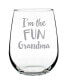 I'm The Fun Grandma Grandparent Gifts Stem Less Wine Glass, 17 oz