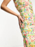 Pretty Lavish bandeau ruched midaxi dress in mixed floral