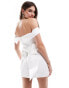 Miss Selfridge occasion bardot bow back mini dress in ivory Бежевый, 44 - фото #1