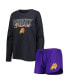 Women's Heather Black, Heather Purple Phoenix Suns Team Raglan Long Sleeve T-shirt and Shorts Sleep Set
