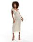 ASOS DESIGN textured maxi dress with v bar in cream