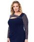 Фото #4 товара Plus Size Glitter-Sleeve Sheath Dress