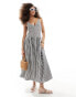 Фото #1 товара ASOS DESIGN full skirt midi crinkle sundress in mono gingham check