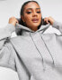 Nike mini swoosh oversized pullover hoodie in grey and sail