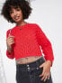 Фото #1 товара ASOS DESIGN cable jumper with embellished hem in dark pink