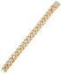 Фото #4 товара Men's Cubic Zirconia Curb Link Chain Bracelet in 14k Gold-Plated Sterling Silver