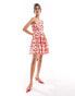 & Other Stories babydoll mini dress with pleated bodice in red floral print