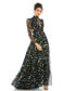 Фото #1 товара Women's Floral Print High Neck Keyhole Lace Up Gown