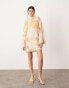 Фото #1 товара ASOS EDITION print and sequin high neck mini dress with fringe in orange floral