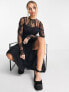 ASOS DESIGN lace maxi dress with open back and split in black