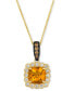 Фото #1 товара Le Vian cinnamon Citrine (1-7/8 ct. t.w.) & Diamond (1/2 ct. t.w.) Halo Pendant Necklace in 14k Gold, 18" + 2"