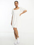 Фото #4 товара ASOS DESIGN broderie mini smock dress with curve seam in white