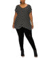 ფოტო #3 პროდუქტის Plus Size Pointelle Stripe Mitered Twist Front Top