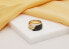 Sparkling gold plated ring with black zircons RI058Y