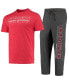 ფოტო #2 პროდუქტის Men's Heathered Charcoal, Red Wisconsin Badgers Meter T-shirt and Pants Sleep Set