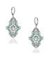 Фото #2 товара White Gold Plated with Emerald & Cubic Zirconia Art Deco Lever Back Earrings in Sterling Silver
