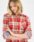 Фото #2 товара Women's Bayfront Plaid Roll-Tab Shirt