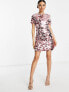 Collective the Label Petite exclusive disc sequin t-shirt mini dress in pink