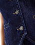 Stradivarius denim waistcoat in indigo wash BLAU, XS - фото #3