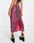 Topshop sequin midi skirt in hot pink US 4 - фото #4