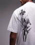 Topman premium oversized fit t-shirt with placement mono floral print in white