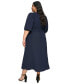 Фото #2 товара Plus Size Puff-Sleeve Smocked Midi Dress