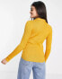 Фото #4 товара NA-KD knitted long sleeve polo top in mustard