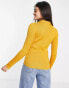 Фото #2 товара NA-KD knitted long sleeve polo top in mustard