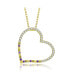 ფოტო #1 პროდუქტის Sterling Silver with Round Cubic Zirconia Thin Open Heart Frame Necklace