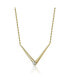 Фото #3 товара 14k Yellow Gold Plated with Emerald Cubic Zirconia Solitaire Chevron Layering Necklace in Sterling Silver
