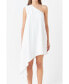 Фото #1 товара Women's Shoulder Pin tucked Asymmetrical Mini Dress