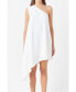 Women's Shoulder Pin tucked Asymmetrical Mini Dress