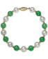 ფოტო #1 პროდუქტის Cultured Freshwater Pearl and Dyed Jade Bracelet in 14k Gold