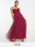 Anaya Petite Bridesmaid sweetheart neckline maxi dress in red plum