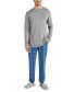 ფოტო #3 პროდუქტის Men's Snooze Relaxed-Fit Heathered Long-Sleeve Sleep T-Shirt