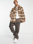 Фото #4 товара ASOS DESIGN wool mix check shacket in brown