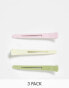 Monki 3 pack hair clips in pastel multi