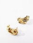 Фото #4 товара ASOS DESIGN 14k gold plated stud earrings with molten texture detail