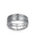 Wide Silver Tone Double Grooved Brushed Matte Titanium Wedding Band Ring For Men Comfort Fit 8MM