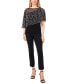 ფოტო #1 პროდუქტის Women's Beaded Chiffon Asymmetrical Short-Sleeve Blouse