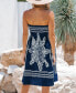 Women's Blue Boho Smocked Bodice Mini Tube Beach Dress