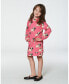 Toddler Girls Long Sleeve Fleece Dress With Pocket Magenta Printed Pug - Toddler|Child