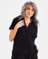 Фото #1 товара Women's Cotton Gauze Popover Collared Top, Created for Macy's