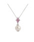 ფოტო #1 პროდუქტის Pink Sapphire & Lab-Grown White Sapphire & Freshwater Pearl Cluster Drop Pendant Necklace in Sterling Silver by Suzy Levian